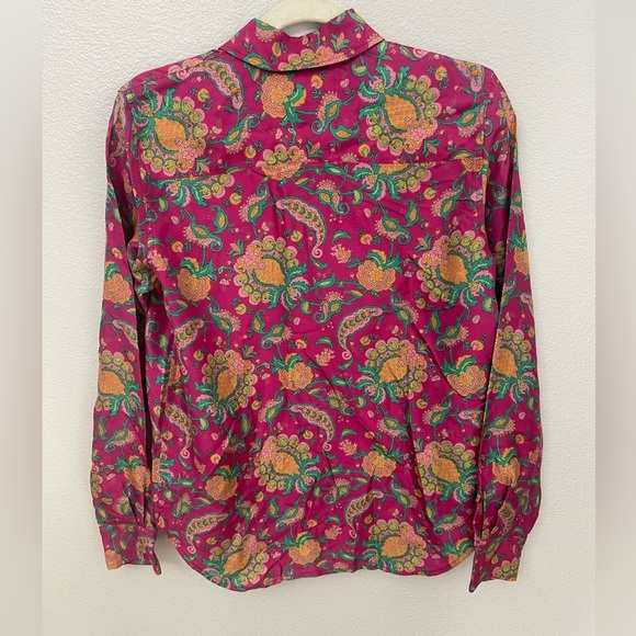 Ralph Lauren 100% Silk Pink Floral Paisley Collared Shirt Size S - Picture 7 of 7